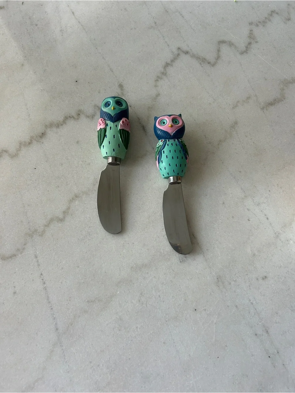 Handpainted Owl Butter Spreaders - Mint, Pink & Navy